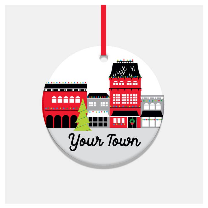 Adorno de Ciudad Personalizado de Aldea Navideña, con nombre personalizado para venta al por mayor de Rock Scissor Paper