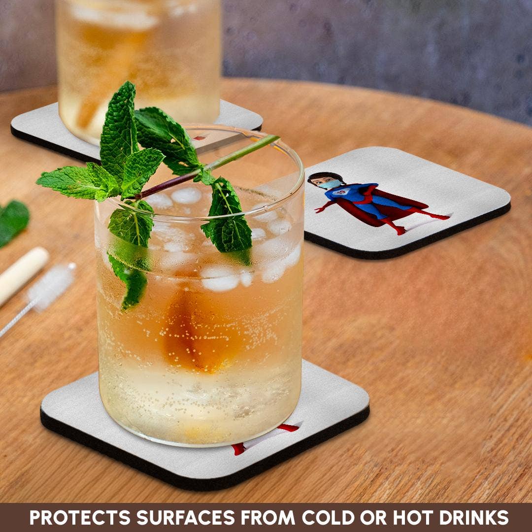 3dRose - Wholesale Coasters - 3dRose, Super Hero Woman Covid 19 Fighter, Face Mask Image, 3DRAMM, Coaster9