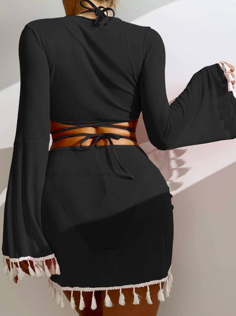 Crave by FW - Wholesale Two Piece Swimsuit - Women's - 4 Piece Triangle Bikini Sets with Cover Up Top and Skirt3