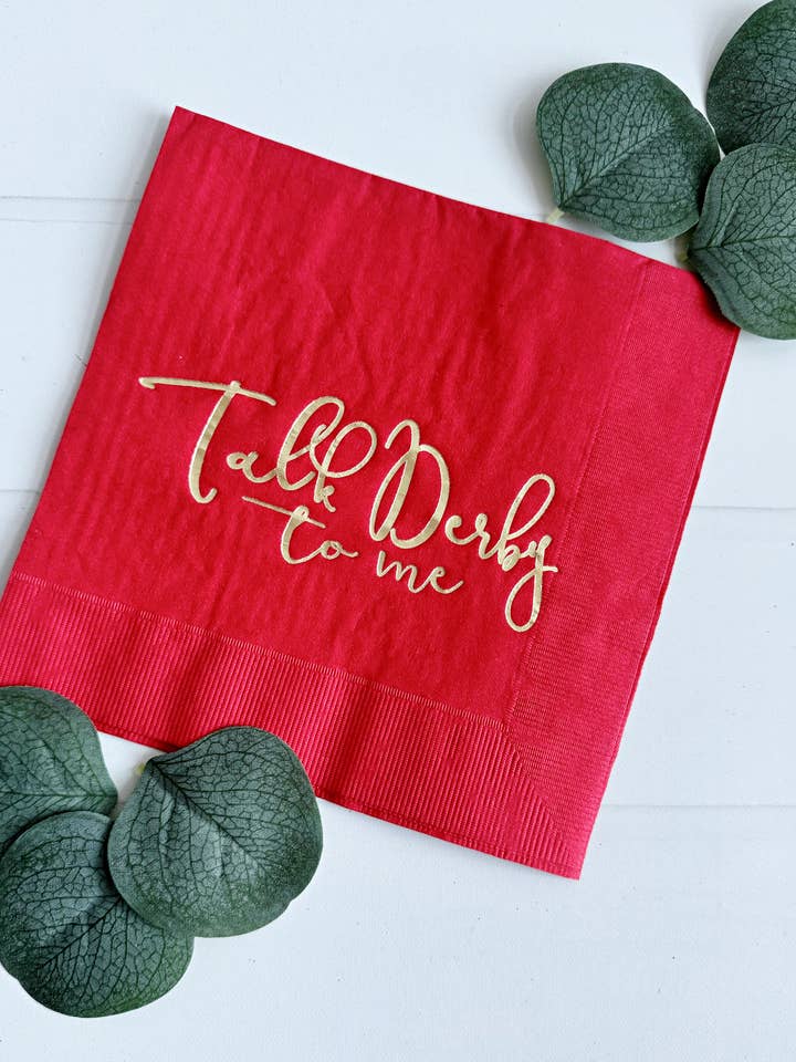 Red Talk Derby to Me Kentucky Derby Luncheon Napkins for wholesale by EnFete, LLC