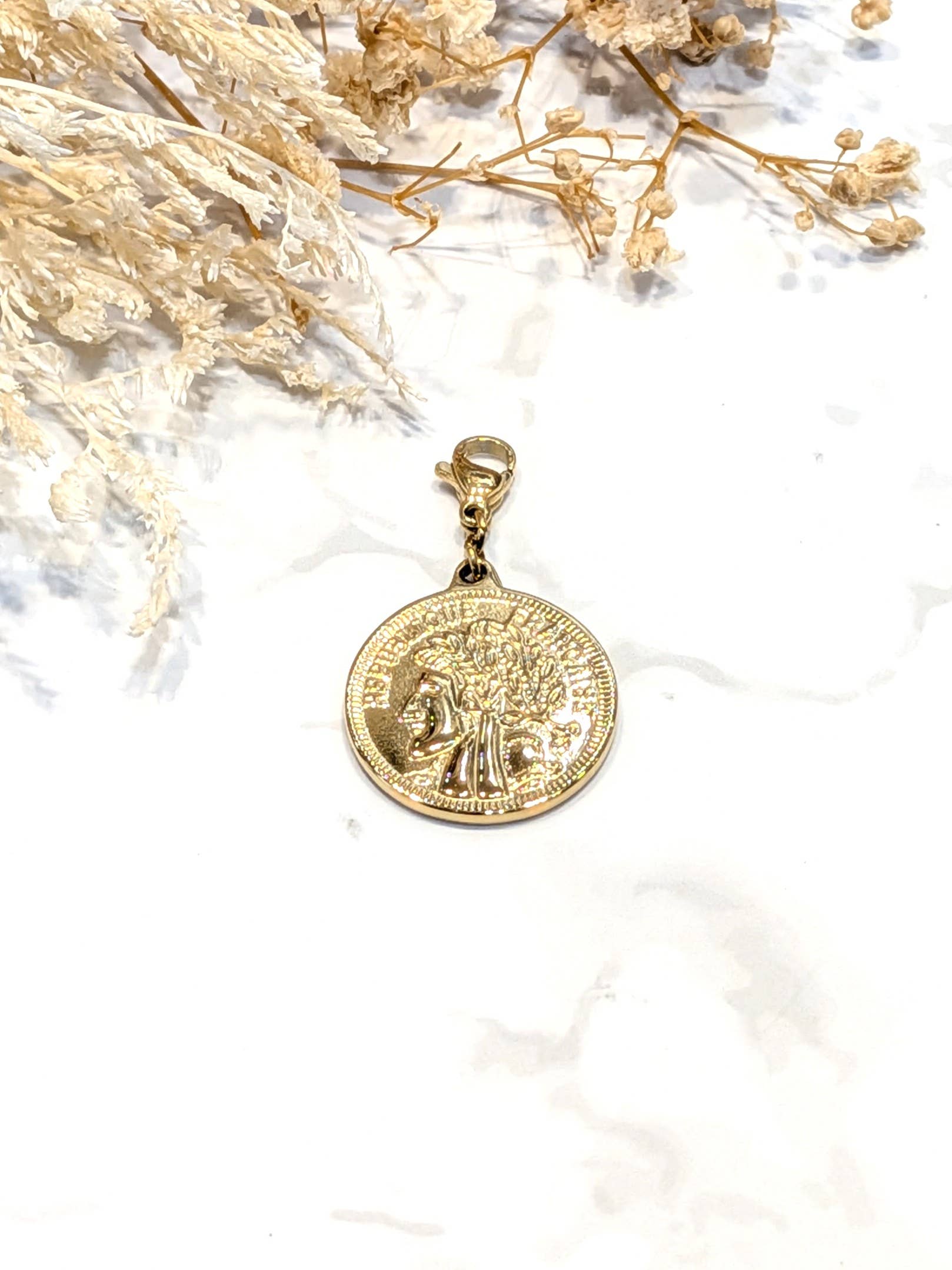 LOLO & YAYA - Wholesale Emergency Response Charm - Roman coin pendant in stainless steel0