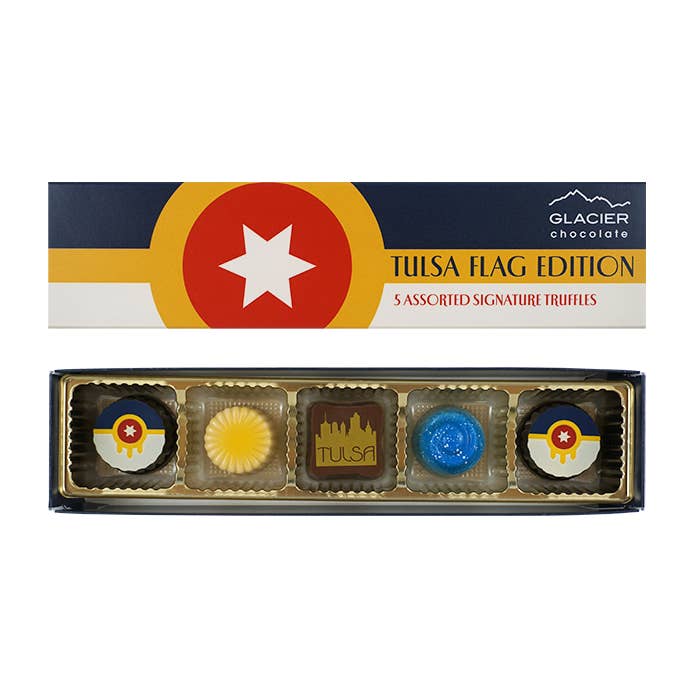 Glacier Chocolate Tulsa Flag 5 delar tryffellåda för wholesale av Glacier Chocolate