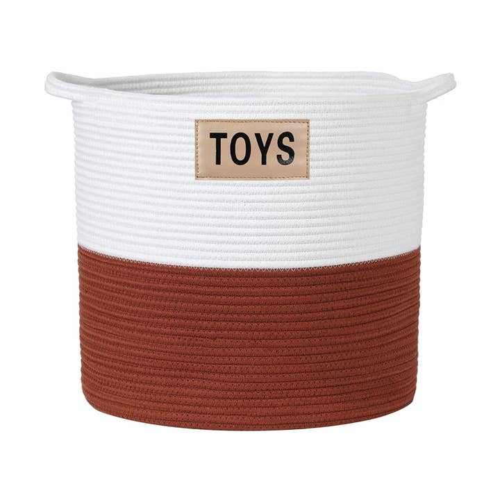 Midlee Rust & White Rope Toys Basket for wholesale by Midlee Designs