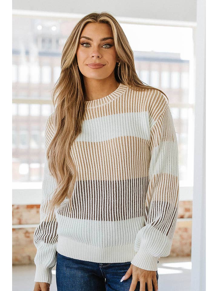 Liam & Company - Wholesale Knit Sweater - Women's - Maxine Colorblock Knitted Sweater