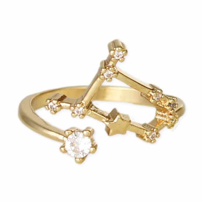 Gold Crystal Sagittarius Constellation Ring for wholesale by ZAD