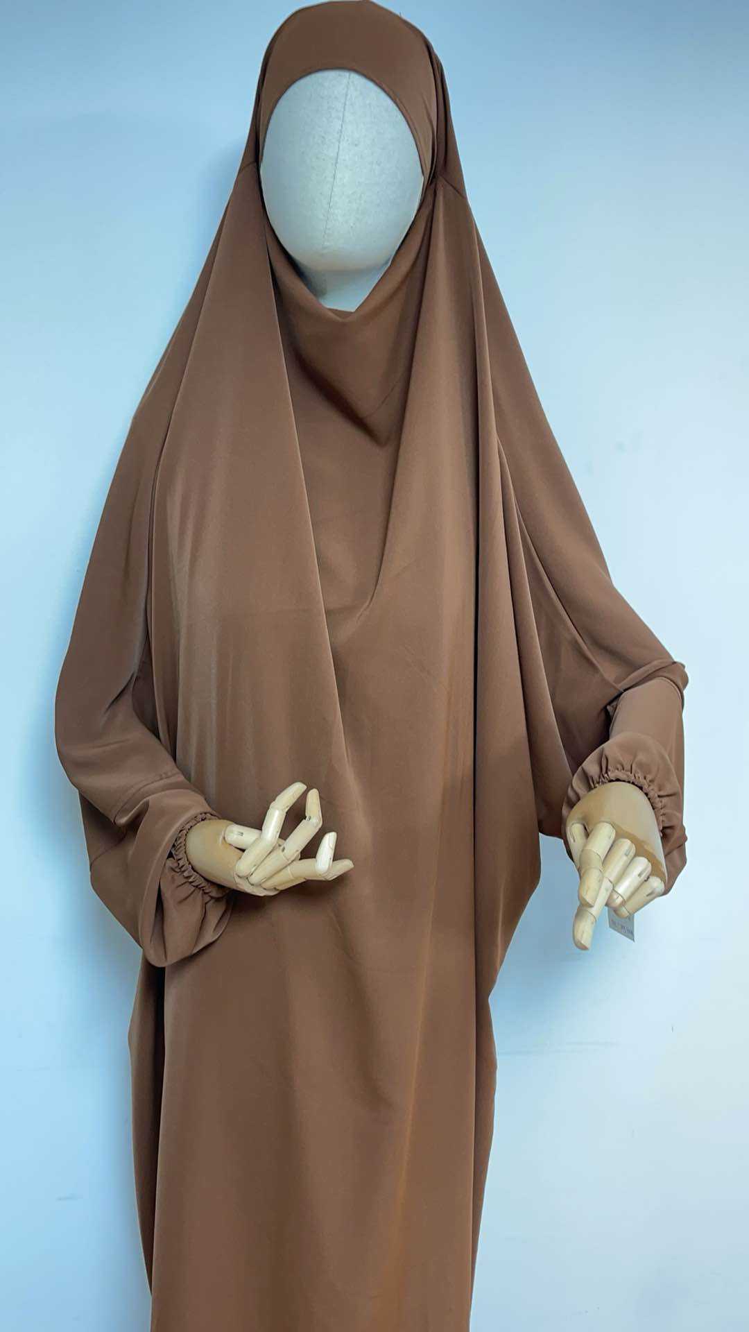 Aawoe Abaya - Wholesale Kaftan - Women's - Long Medina silk jilbab with puff sleeves - 23051