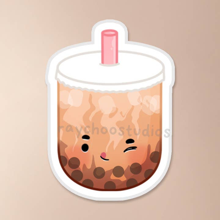 Autocolante Vinil Sugar Boba Castanho por atacado de Raychoo Studios Inc.