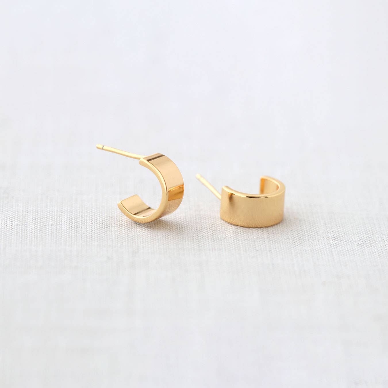 Kris Nations - Wholesale Huggie Earrings - Wide Huggie Hoop Earrings 18K Gold Vermeil | Sterling Silver 12mm Hoops Post Closure Nickel Free Hypoallergenic Ships from CA2