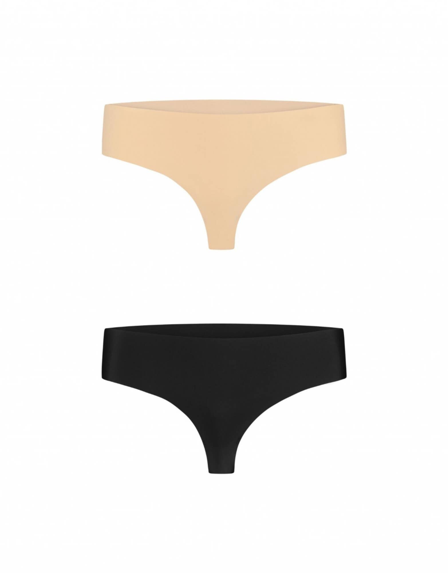 Bye Bra - Wholesale Underwear - Women's - Invisible Thong (2-Pack: 1 Beige/1 Black) Beige & Black0