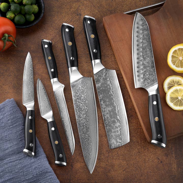 Senken Knives - Vente Sets de couteaux - Ensemble de 6 couteaux de cuisine japonais VG10 Damascus6