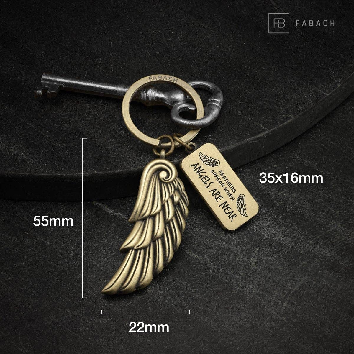FABACH – Die Schlüsselanhänger-Schmiede - Wholesale Keychain - Unisex - Angels Angel Wing Key Ring - Engraved with Message “Feathers Appear When Angels Are Near” Angel Wing Lucky Charm7