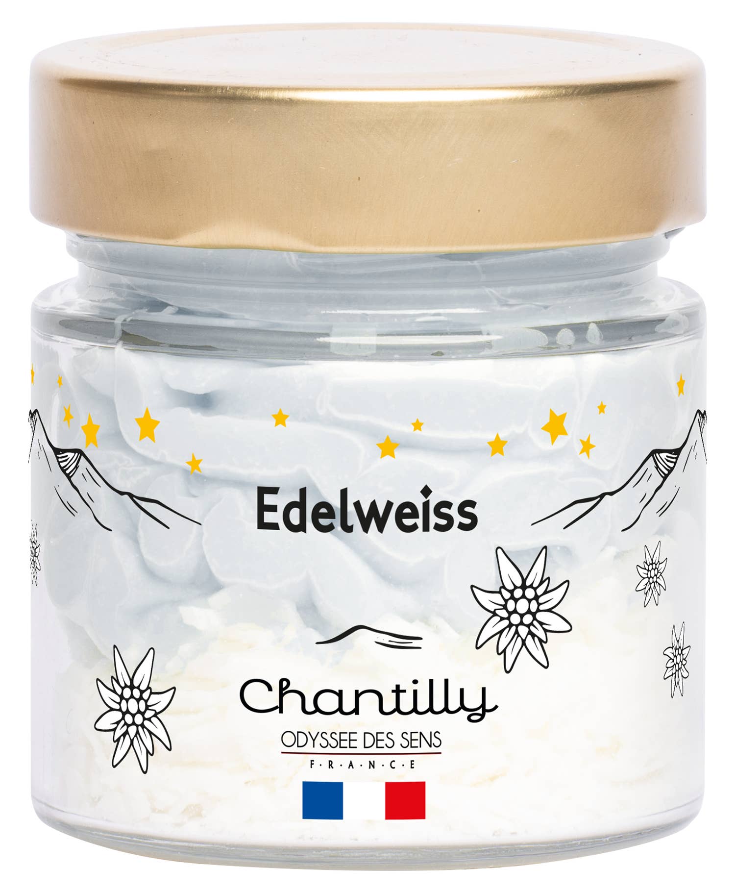ODYSSÉE DES SENS - Wholesale Jar/Filled Candle - Edelweiss - Gourmet Chantilly Candle Christmas 150g