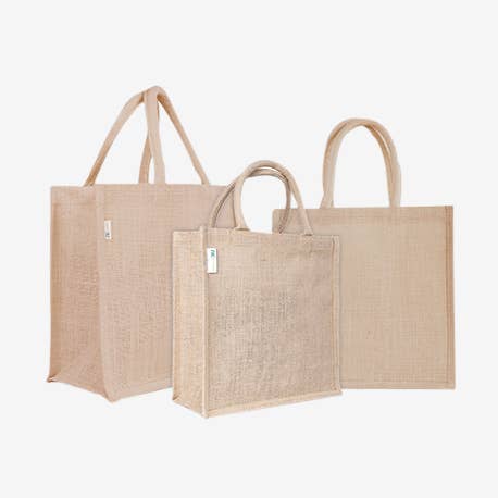 KIU Canadian Distribution Inc. - Vendita all'ingrosso Borsa per shopping/spesa - Borsa shopper in juta naturale Terra con manici imbottiti di lusso1
