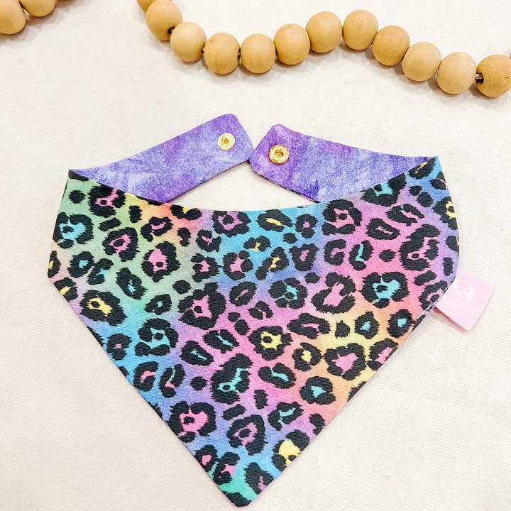 StellaLoo - Venta al por mayor Bandana - Perros - Pañuelo para Perro Cheetah Morado, Collar Reversible con Broche0