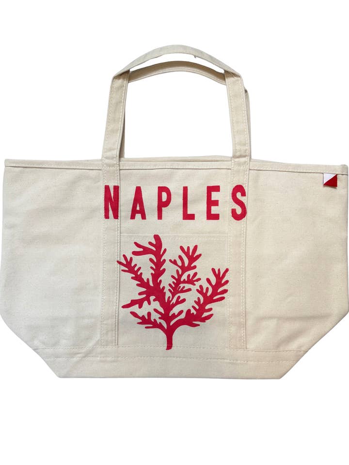 Naples Coral Large Tote in Fiery Coral for wholesale by Southern Marc Designs