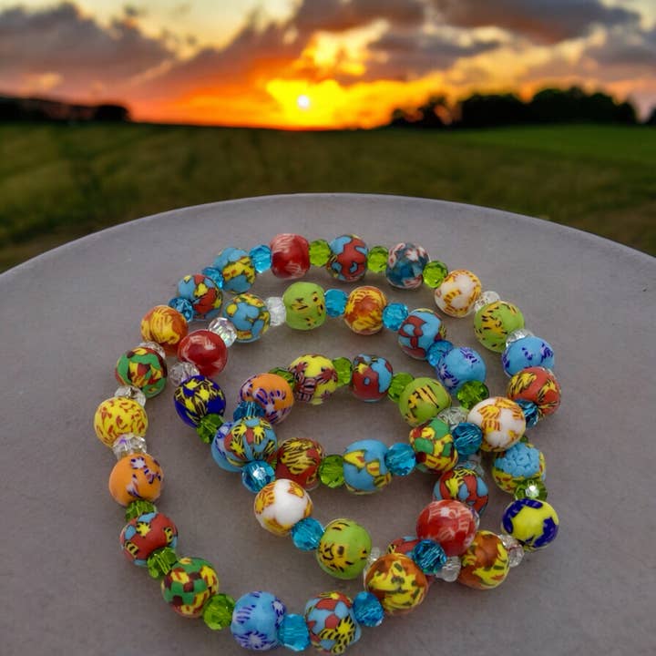 Afrikansk solnedgång - Etnisk boho flerfärgat pärlhalsband för wholesale av Exotic by Nature Jewelry