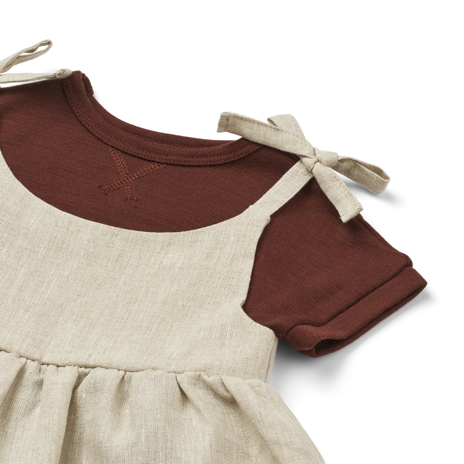 Little Savage - Vendita all'ingrosso Vestito - Bambini - Abito in lino con spalline e fiocchi3