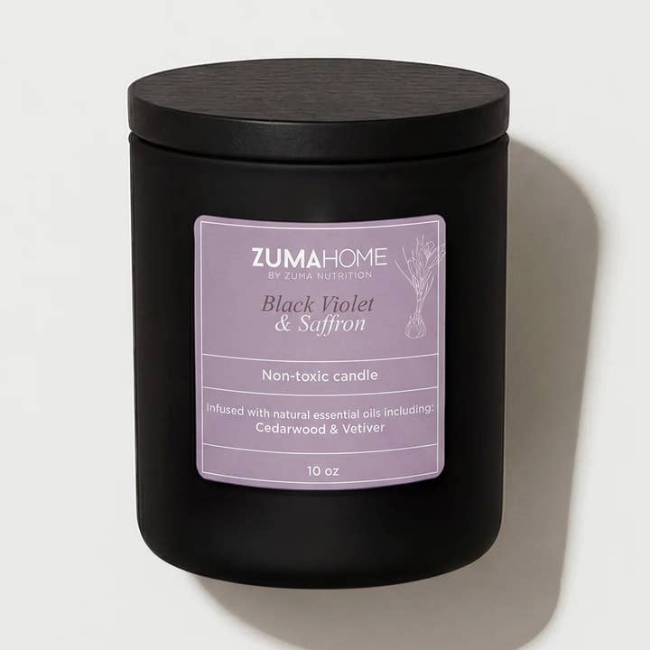Vela No Tóxica de Violeta Negra y Azafrán para venta al por mayor de Zuma Nutrition