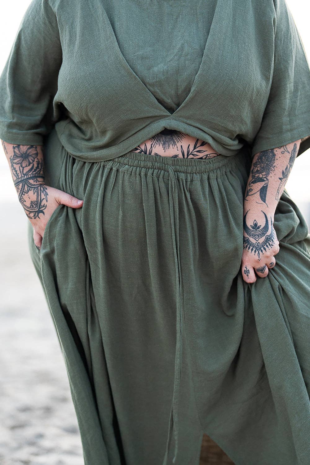 Jinx the label - Wholesale Blouse - Women's - Semoa Oversized Crop Top - Sage3