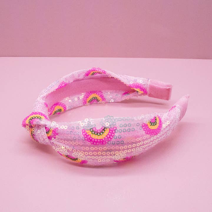 Frog Sac - Wholesale Fashion Headband - Kids - Kids Sequin Knot Headband - Rainbow