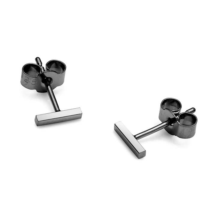 Boucles d'oreilles à tige Mini Bar - Noires pour la vente par Myia Bonner