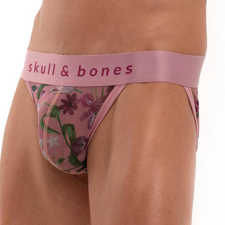 Slip sportivo in rete floreale olandese rosa per la vendita all'ingrosso da parte di Skull & Bones