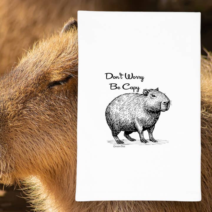 Green Bee Tea Towels - Wholesale Tea Towel - Capybara Dish Towel | Tea Towels | Rustic Kitchen Tea Towels