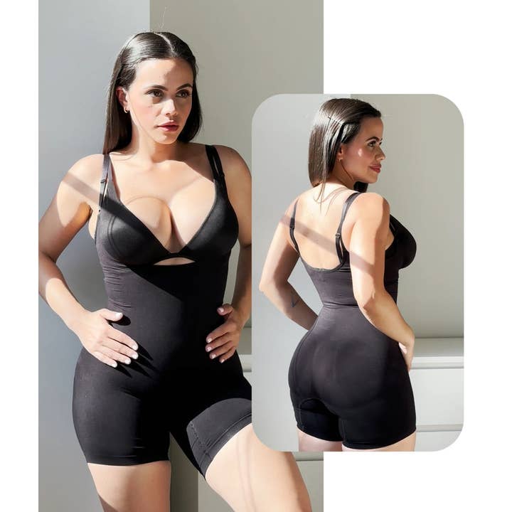 SHAPERX - Wholesale Shapewear - Women's - SHAPERX Women's Bodysuit Tummy Control Shapewear Open Bust Thigh Slimmer Seamless Body Shaper