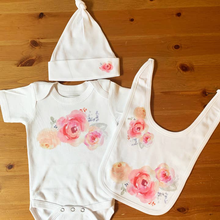 Baby Gift Set - Watercolor Flowers for wholesale by Shakes + Speares