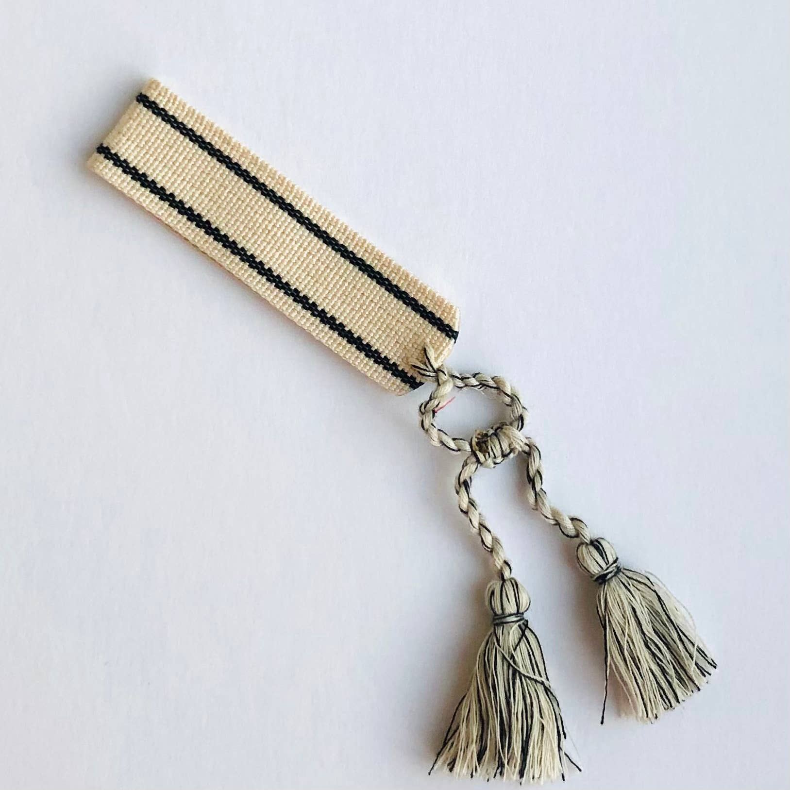 GreenWave – wholesale Woven/braided bracelet – Cotton knitted woven bracelets with tassel and accent stripe1