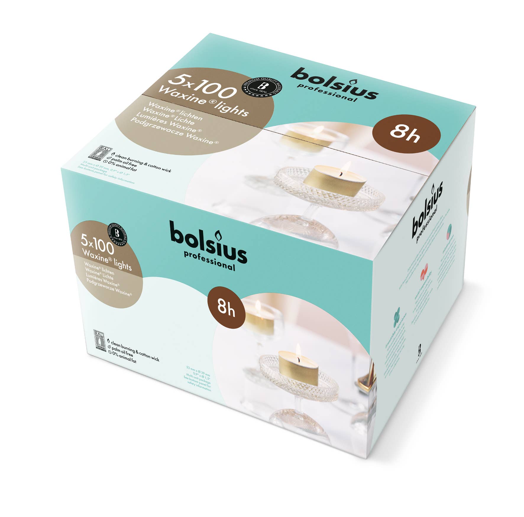 BOLSIUS - Vente Bougies chauffe-plats - Bougies chauffe-plat BOLSIUS Gold Cup, 8 heures, paquet de 1004