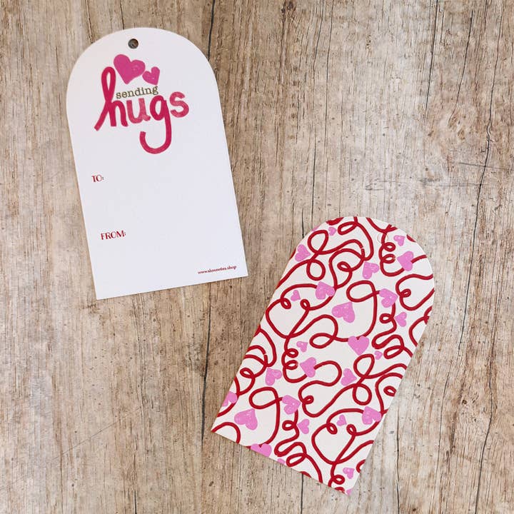 Skickar kramar Arch-presentetikett – Bomullspappersetikett med hjärtsnurr för wholesale av Slow Notes