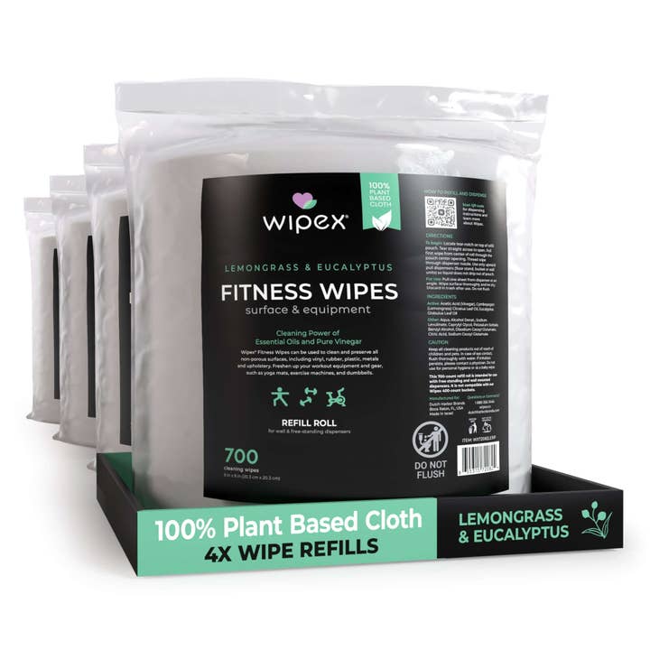 Wipex - Vente Lingettes de nettoyage multi-usage - Recharge en rouleau Wipex 700 lingettes naturelles pour équipement de gym | Lingettes de fitness écologiques1