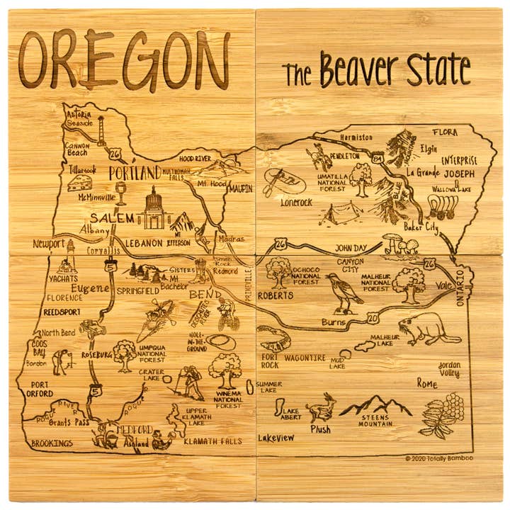 Totally Bamboo - Wholesale Coasters - Oregon Puzzle 4-Pc. Coaster Set with Case