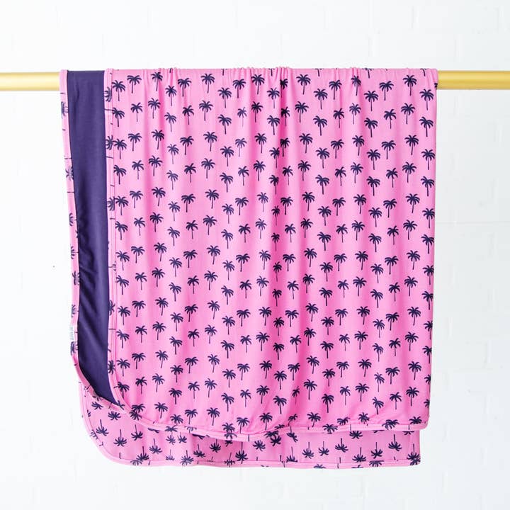 Dreamiere - Wholesale Bedding Blanket - Kids & Baby - The Palm Life Palm Trees Reversible Bamboo Blanket