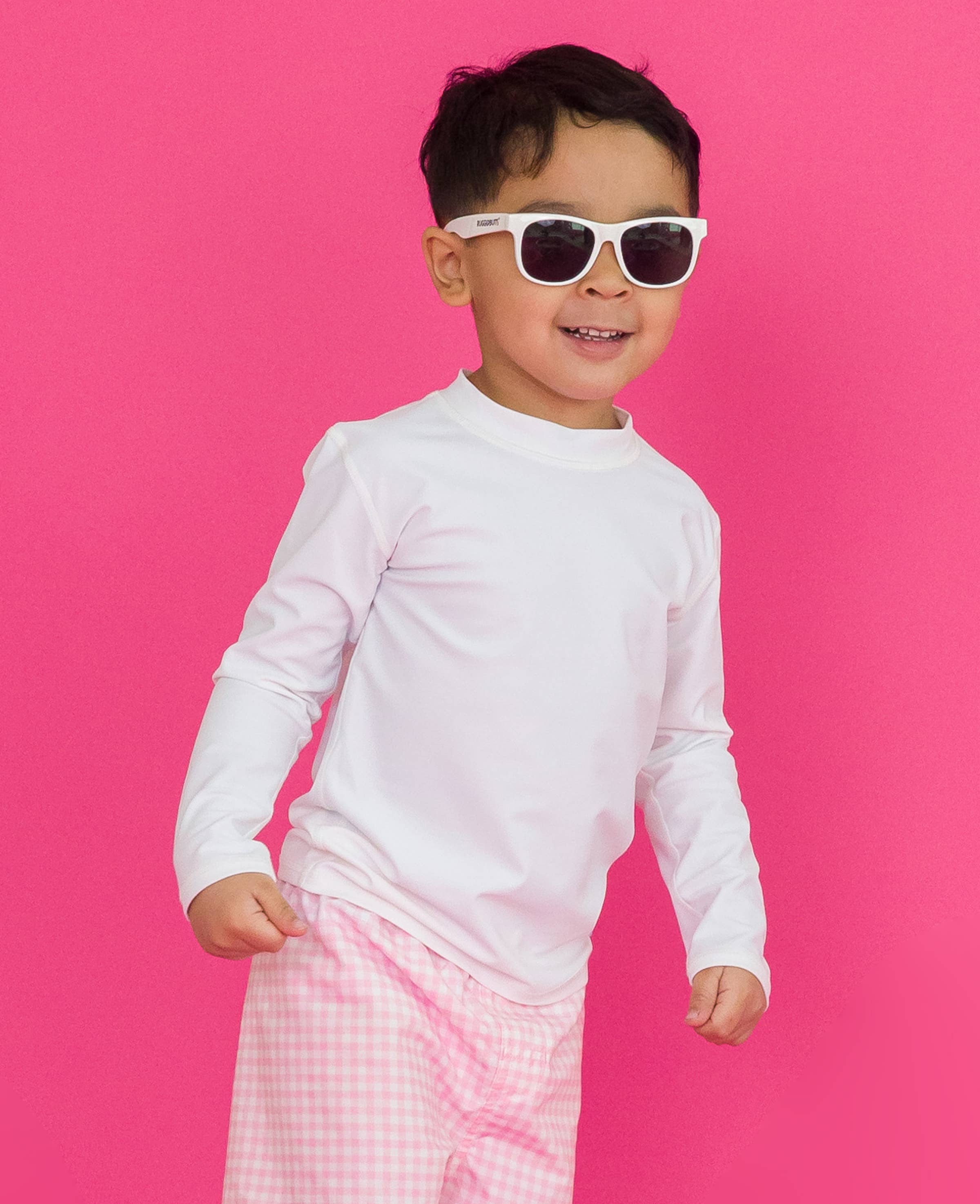 Boys White Long Sleeve Rash Guard for wholesale on Faire3