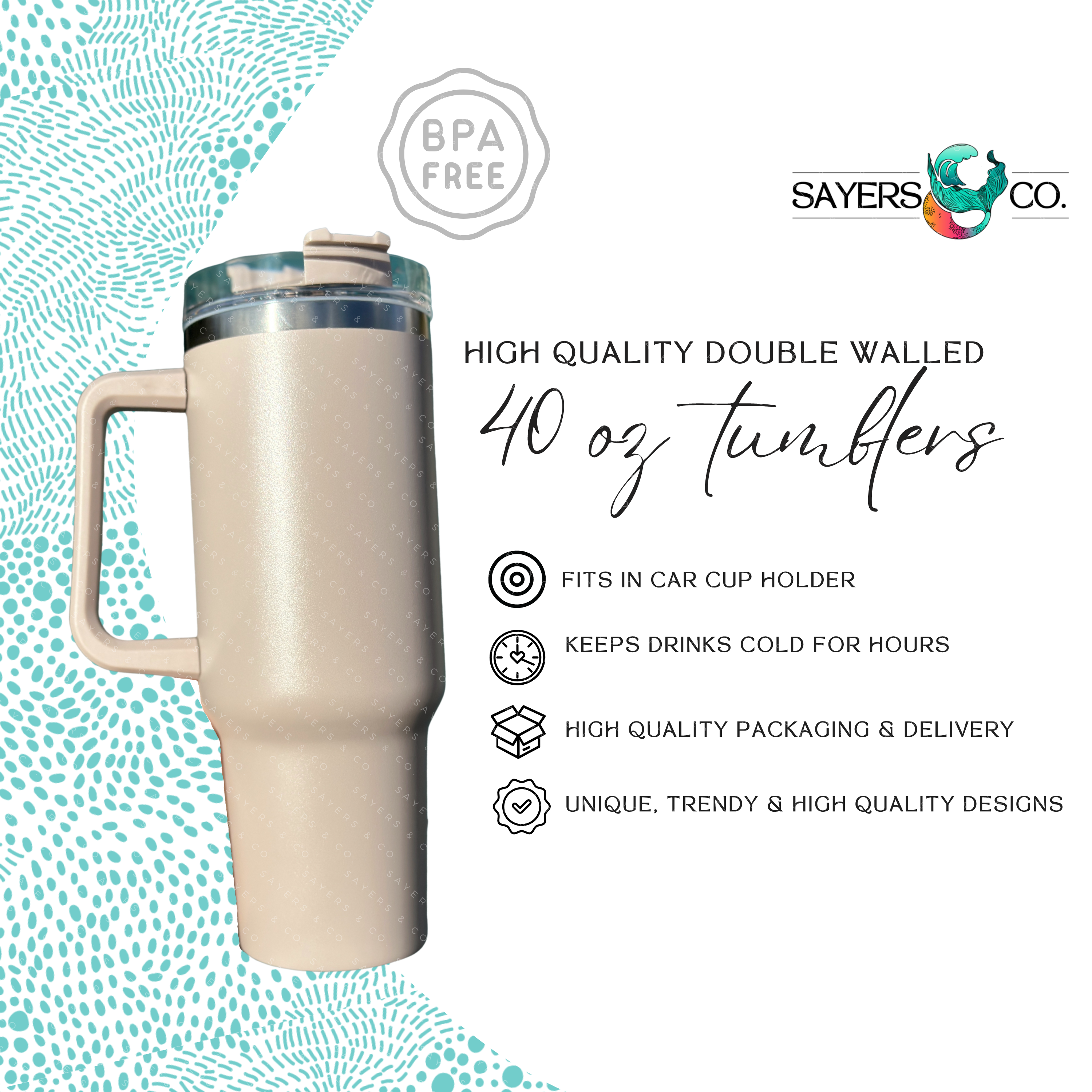 Sayers & Co. - Wholesale Insulated Mug/Tumbler - 40 oz Double Walled Screw Top Matte Tumbler- Ready To Ship21