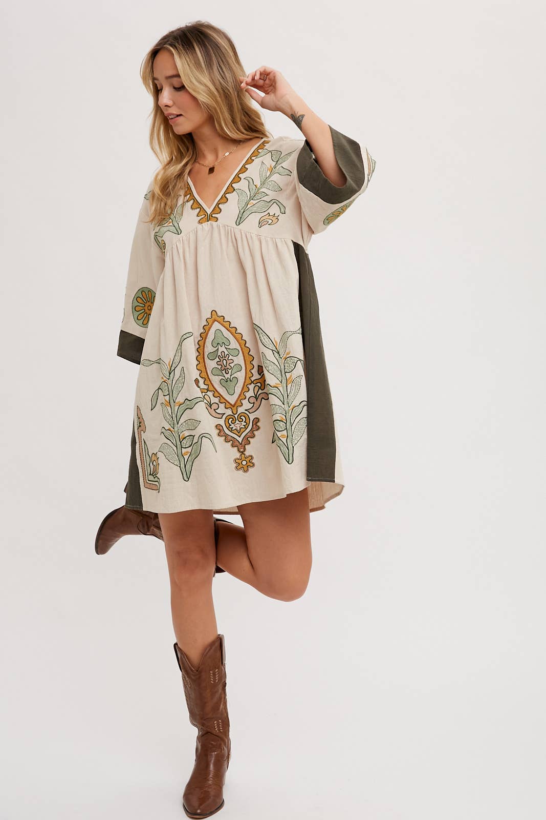 Bluivy - Wholesale Dress - Women's - BOHO EMBROIDERED BABYDOLL DRESS24