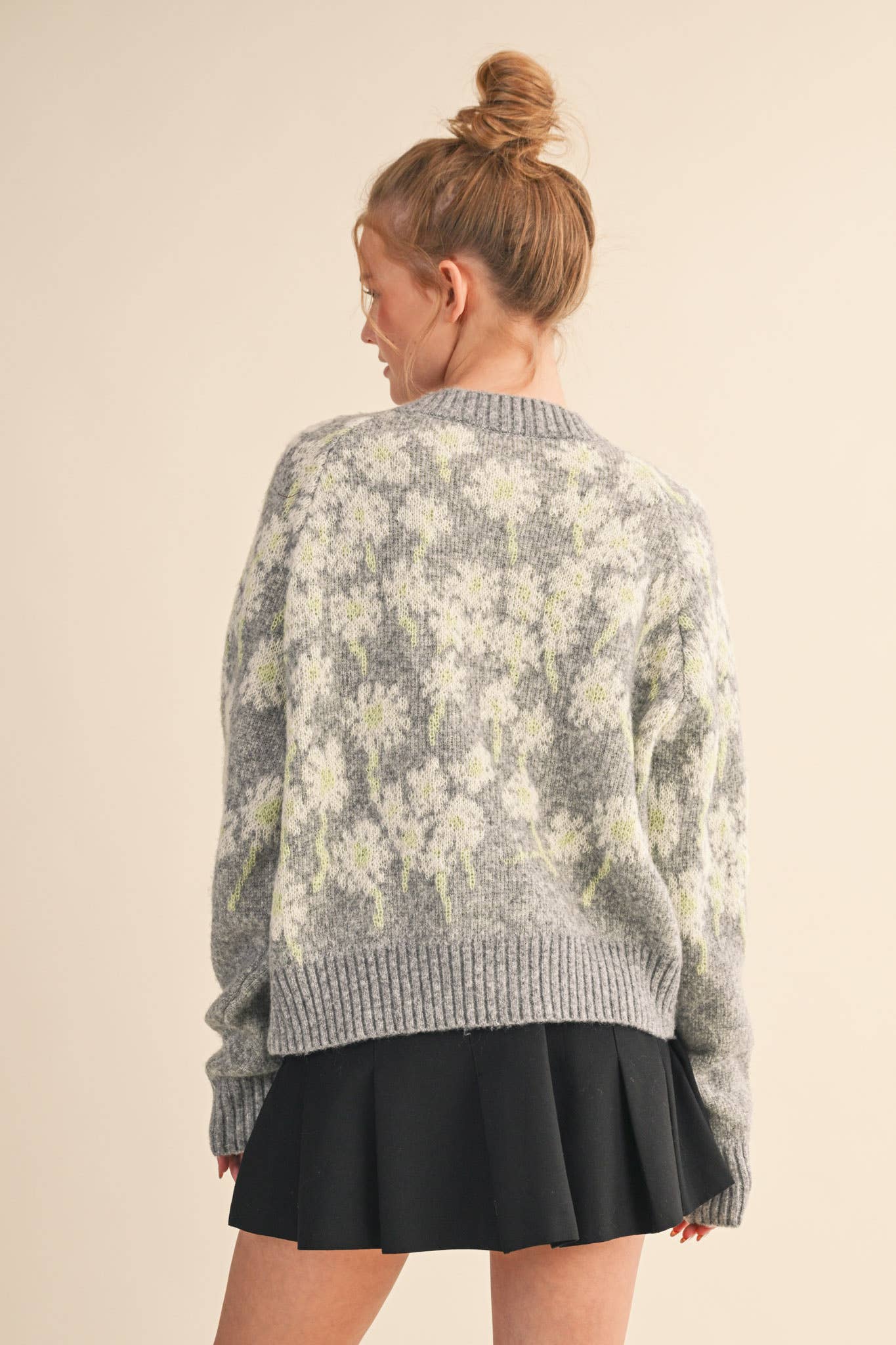 &MERCI - Wholesale Cardigan - Women's - FLORAL KNIT BUTTON DOWN SWEATER CARDIGAN MSW1123830