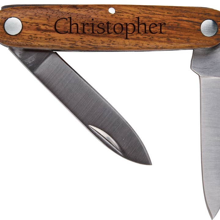 P. Graham Dunn - Wholesale Pocket Knife/Holder - Laser Engravable Burl Wood Pocket Knife