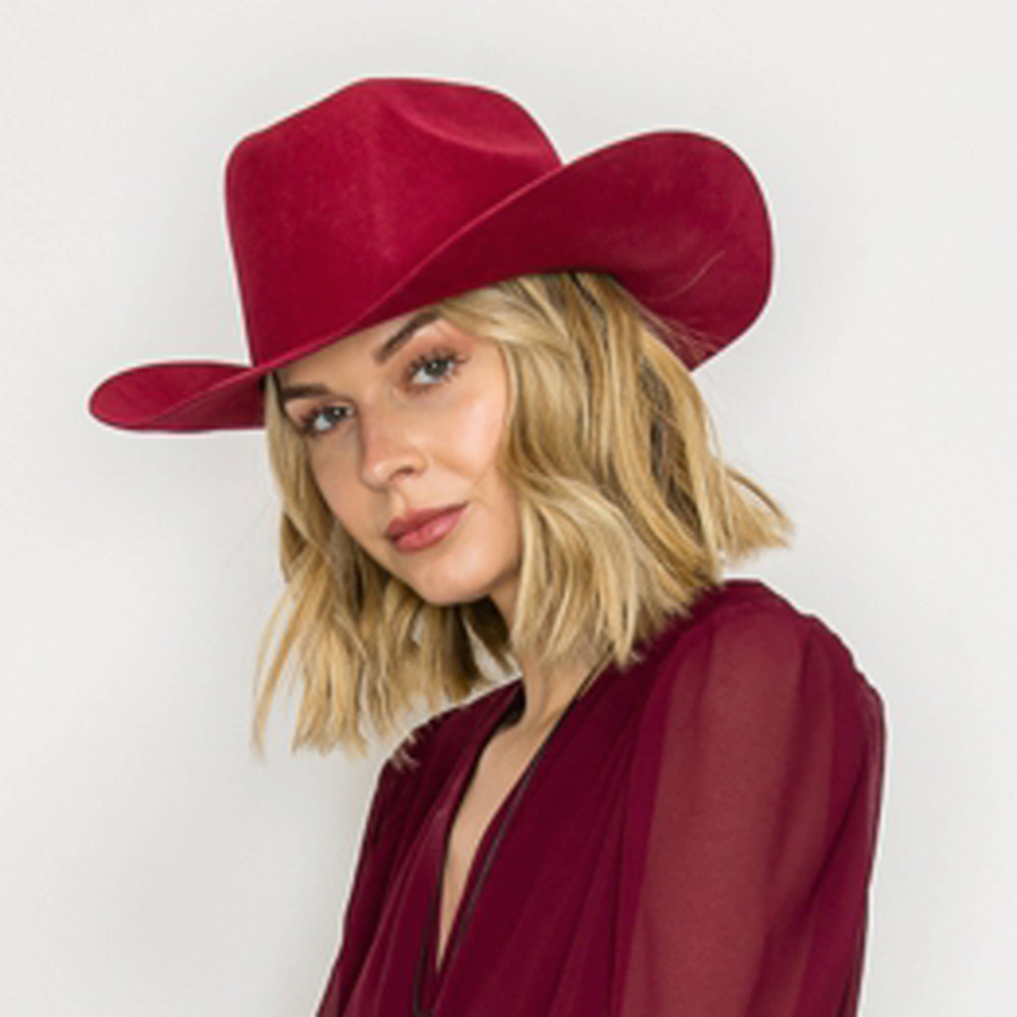 Queens INC - Vente Chapeau de cowboy – femme - Meilleure vente !! Chapeau de cowboy en laine australienne à 100 %.13