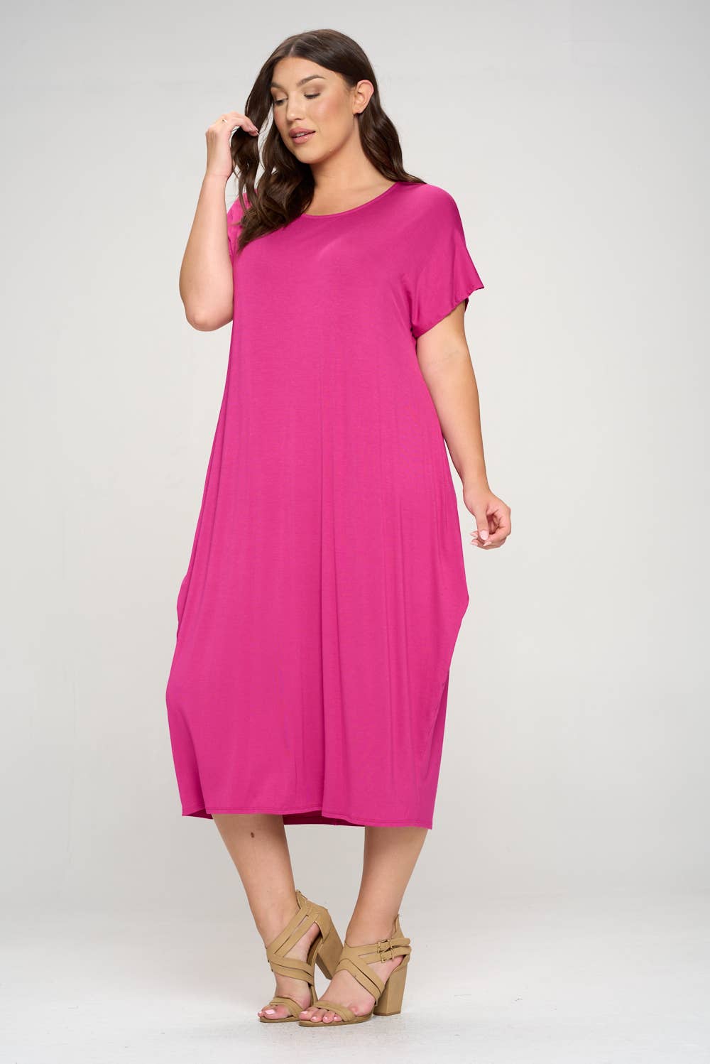 Allium - Wholesale Dress - Women's - Plus Size Cocoon Maxi Dress with Dolman Sleeves12