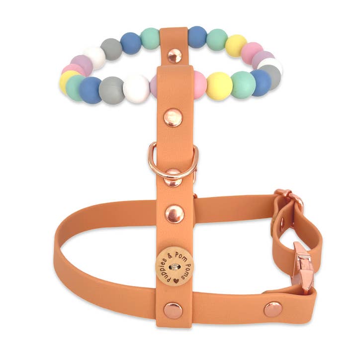 Arnés para perro ajustable en color pastel hecho a mano - Cuero vegano / Biothane impermeable para venta al por mayor de Puppies & Pom Poms