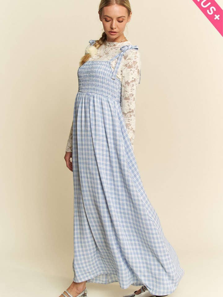 PLUS CONVERSATIONELE GERUITE SMOCK MAXI JURK voor wholesale door Davi & Dani