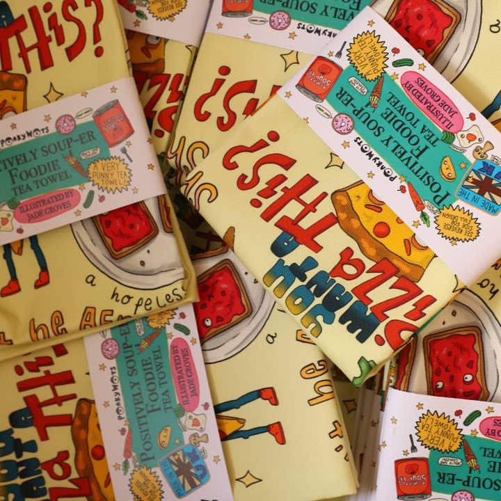 PonkyWots – wholesale Tea towel – PonkyWots Positively Soup-er Foodie Pun Tea Towel4