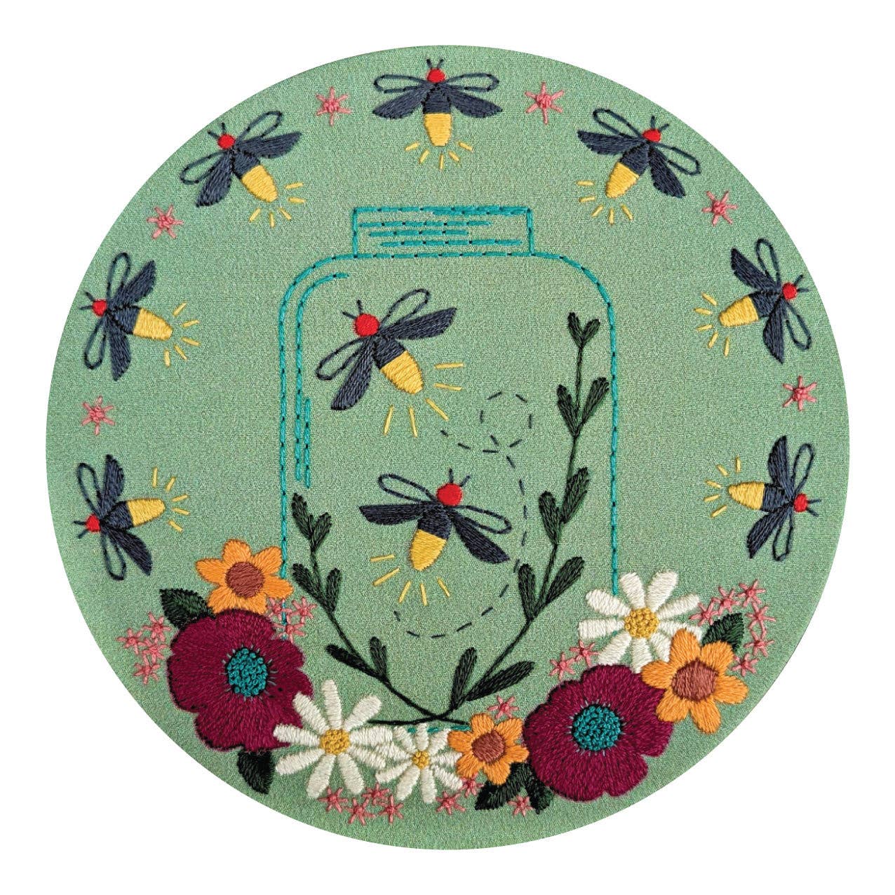 cozyblue handmade - Wholesale Embroidery/Cross Stitch Supplies - fireflies pre-printed fabric embroidery pattern0