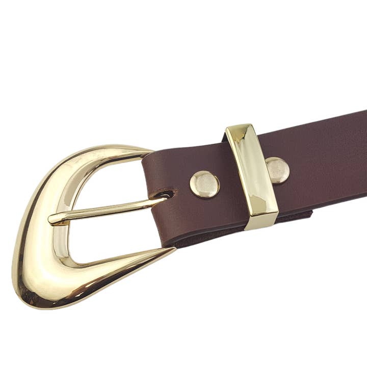 Axesoria West - Wholesale Belt - Women's - Gold Tone Buckle set w. Genuine Leather belt 1