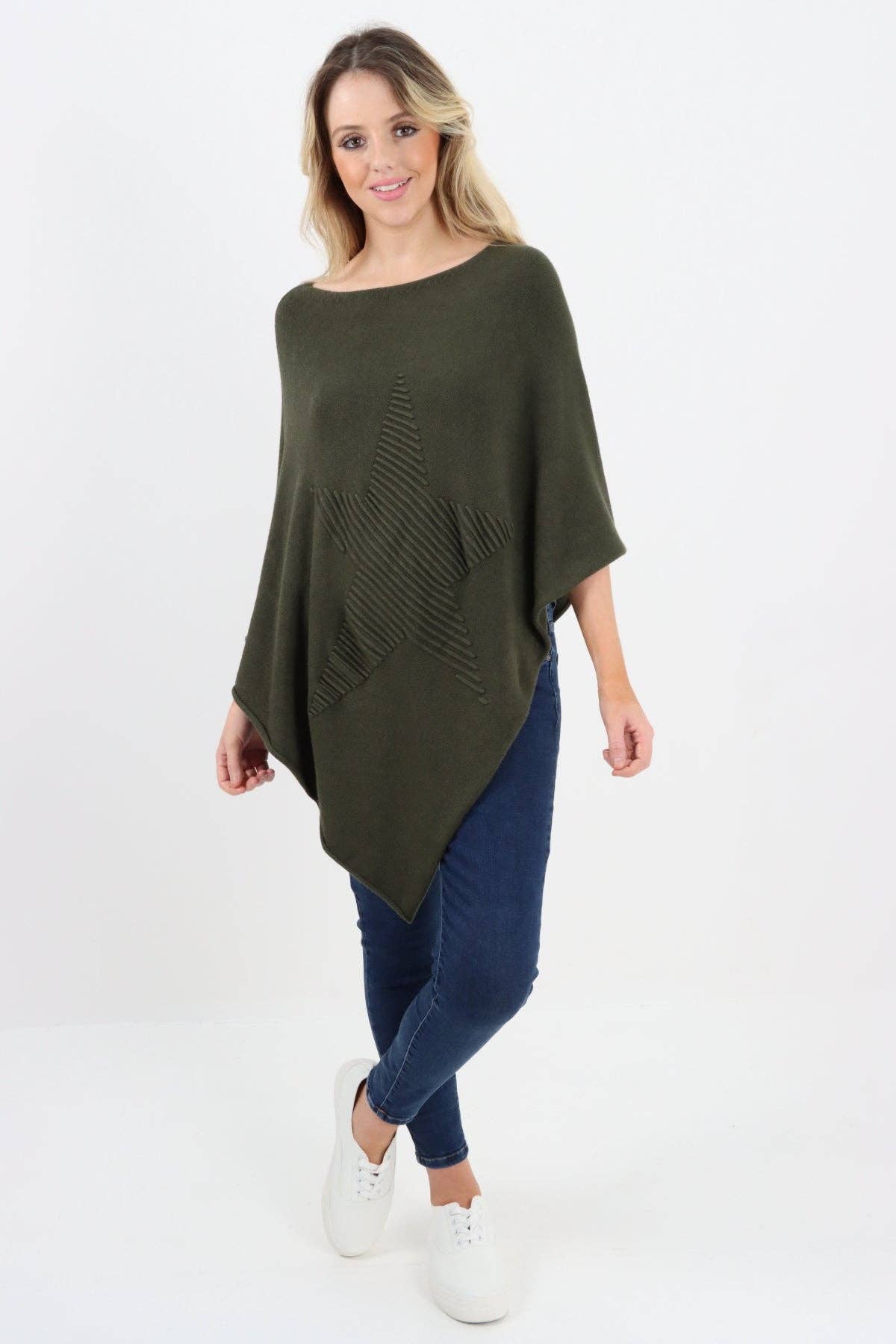 Miss Bold – wholesale Poncho – Women's – Italian Knitted Lagenlook Star Poncho14