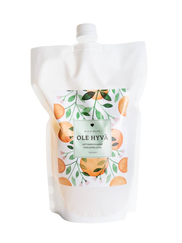 Dishwashing Blood Orange, refill bag 1200ml for wholesale by Ole Hyvä Metsä