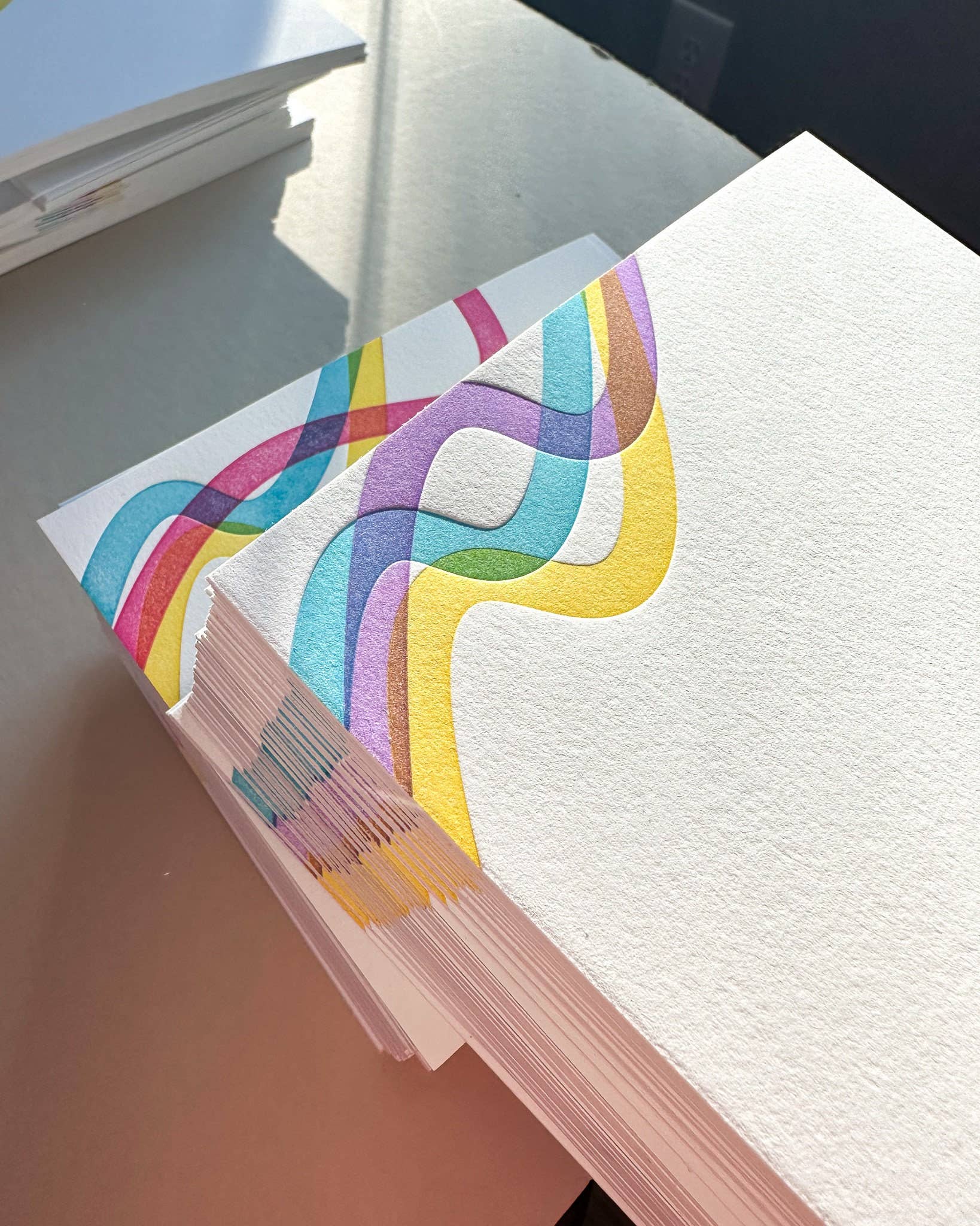 Neon Paper Goods - Wholesale Stationery/Notecard Set - Luxe Letterpress Bright Squiggly Notecards Set of 81